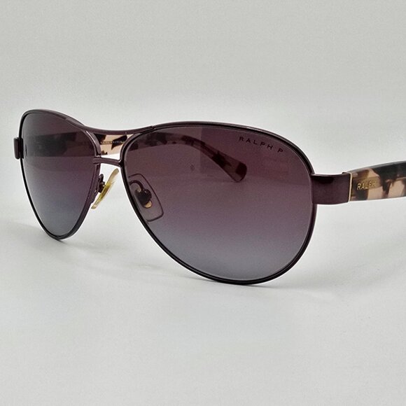 Ralph Lauren RA4096 249/62 Rose Tortoise Polarized Purple Len Aviator Sunglasses - Picture 3 of 16